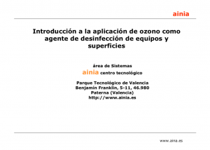 AINIA – Introduzione all’applicazione dell’ozono come agente di disinfezione di attrezzature e superfici.