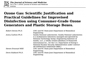 The Journal of Science and Medicine – Ozone gas: scientific justification and practical guidelines for ozone disinfection